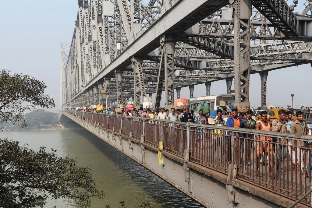 Steel cantilever Howrah Bridge over the Hooghly river