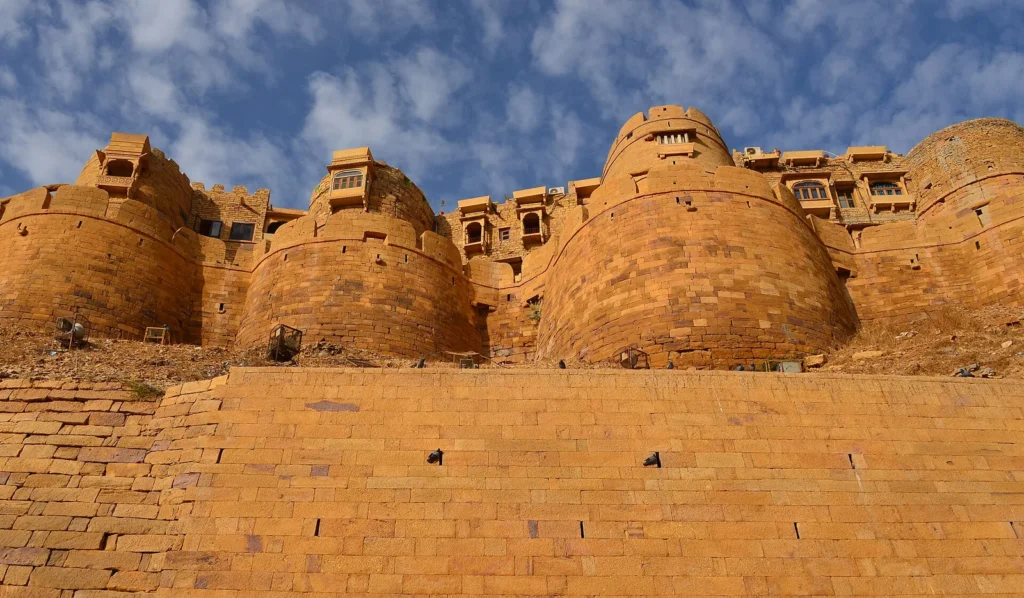 The rounded yellow sandstone bastions of Jaisalmer Fort